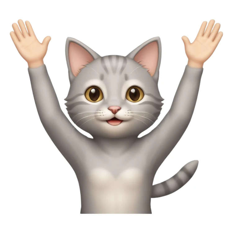 Joyful Standing Gray kitten arms up  sticker