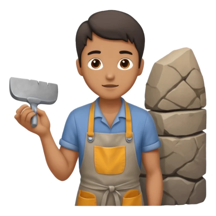 a sculptor during sculpting rock sticker