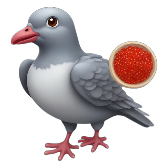 pidgeon holding red caviar in hand sticker