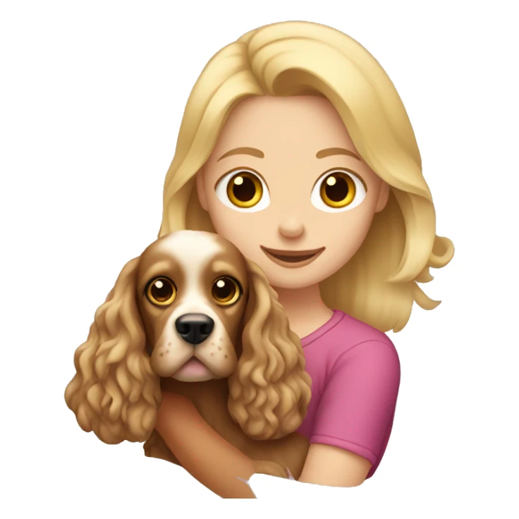 Blonde girl holding cocker spaniel  sticker