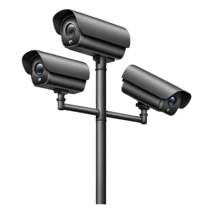 CCTV cameras on a pole in black sticker