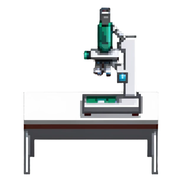Research microscope on lab table sticker