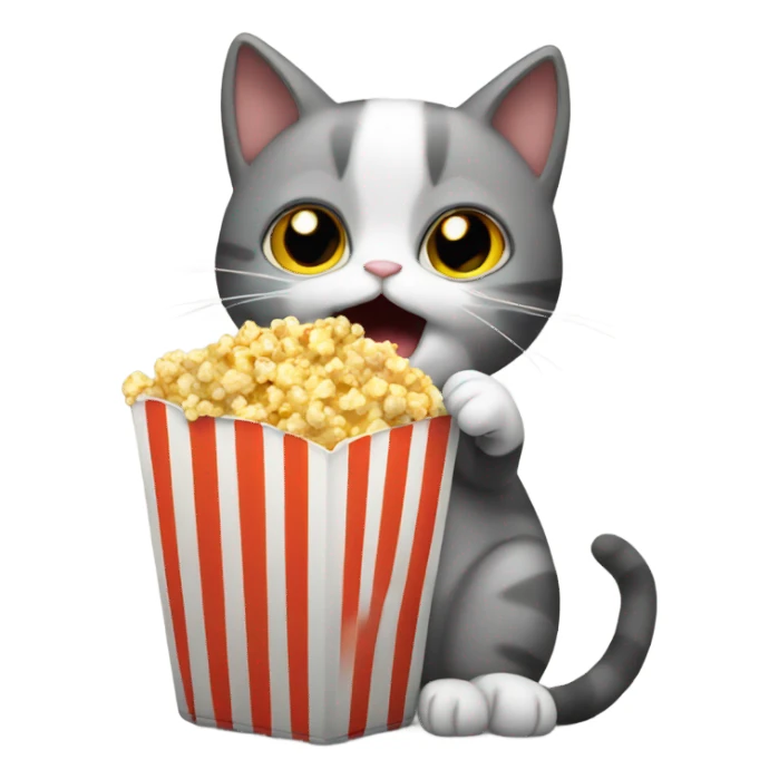cat eating popcorn sticker