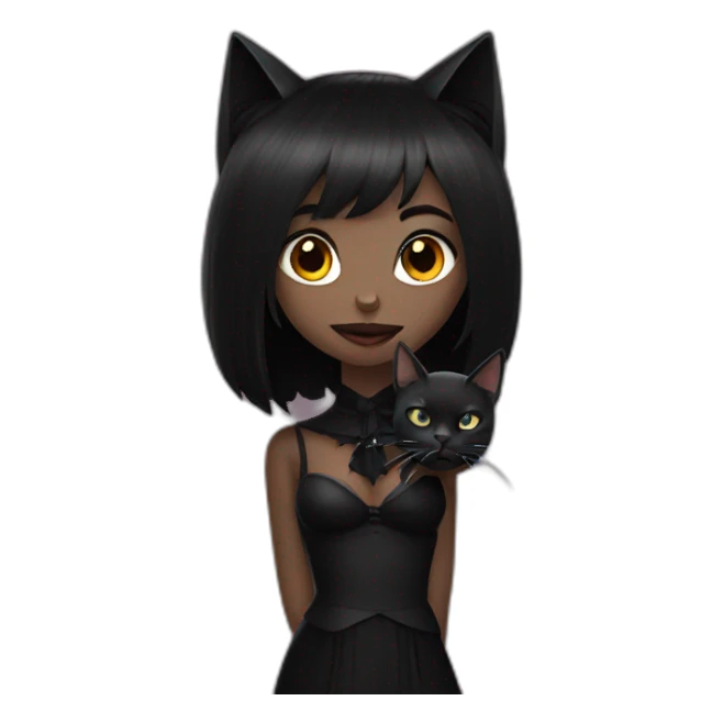 Vampire girl with black cat sticker