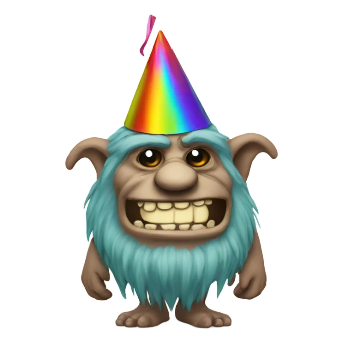 Troll with a party hat sticker