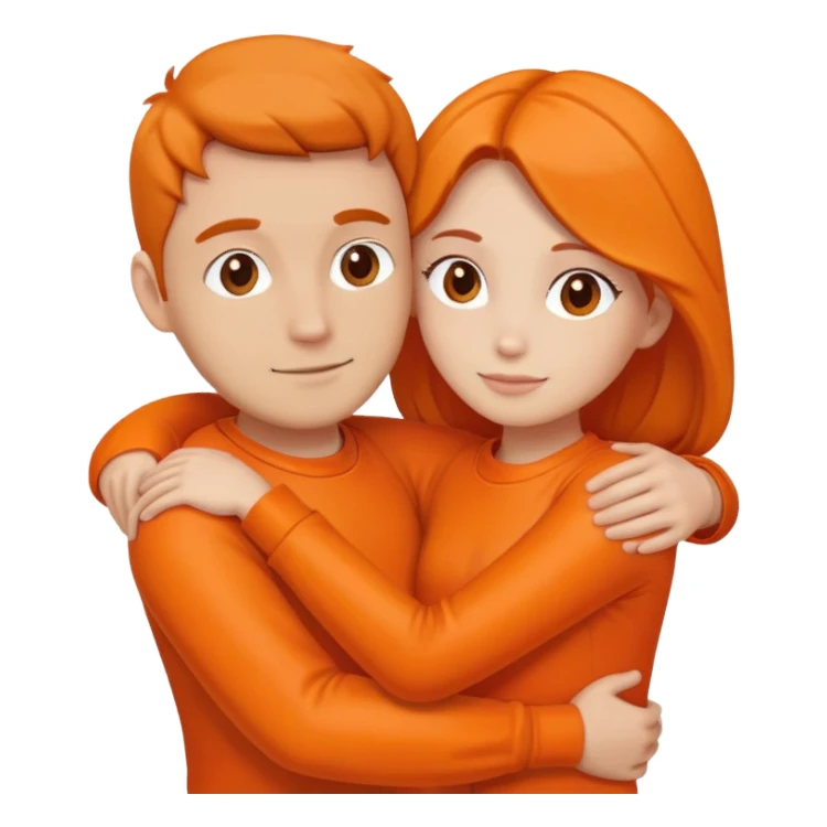 Couple hugging tight color orange sticker