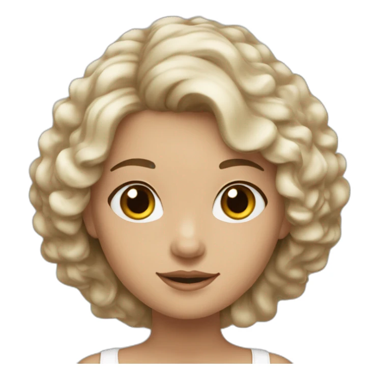 Fille blanche couette cheveux marron sticker