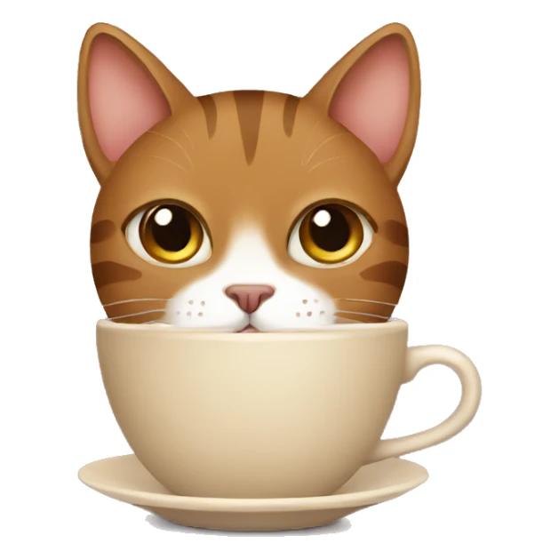 Brown cat and coffee sticker
