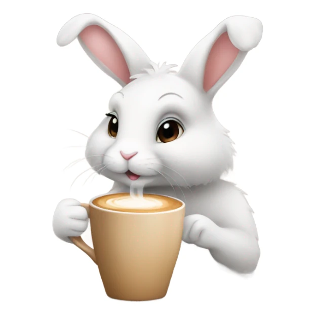 Female bunny drinking coffee sticker