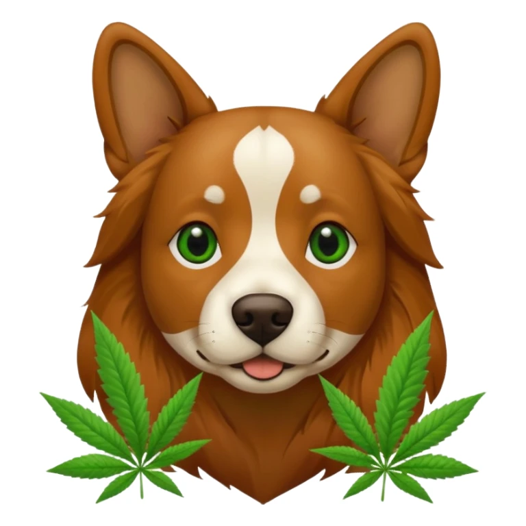 Dog with marihuanna sticker