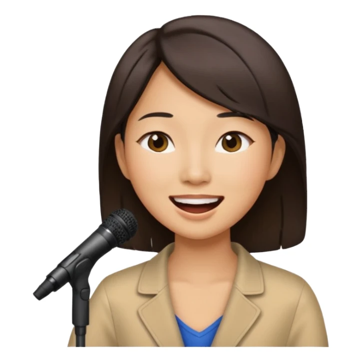 asian woman singing no microphone sticker
