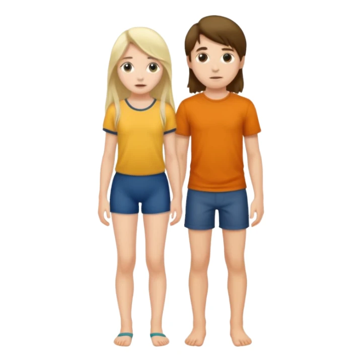 A boy with no pants behind a girl  sticker