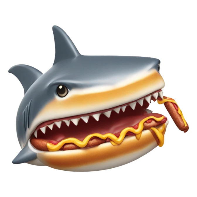 Shark eating a hotdog sticker