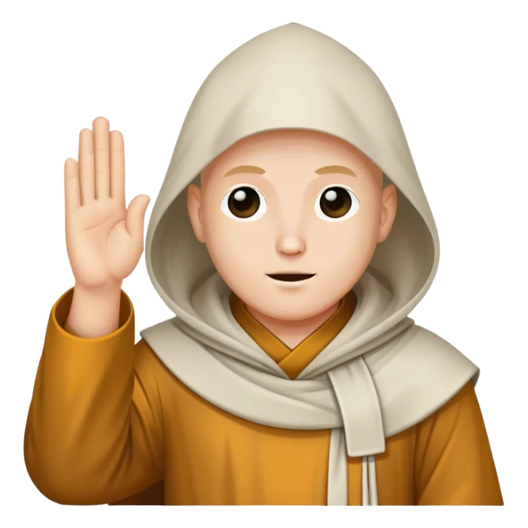 hooded white monk saluting sticker