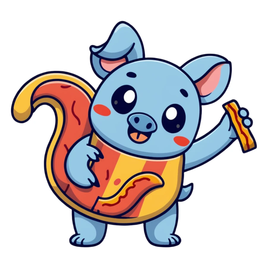 winking Stitch holding a bacon strip sticker