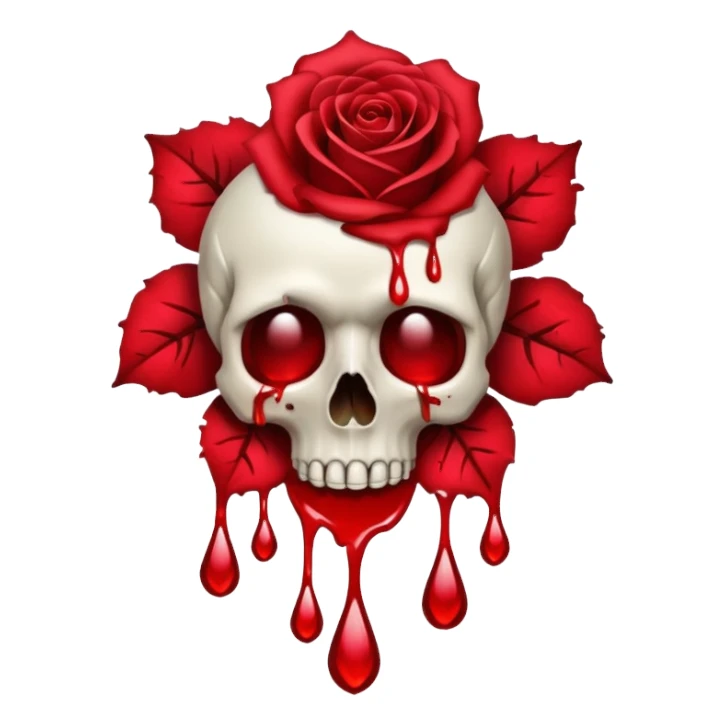 a rose with a skull bloom, petals crying or melting sticker