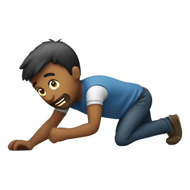 man crawling sticker