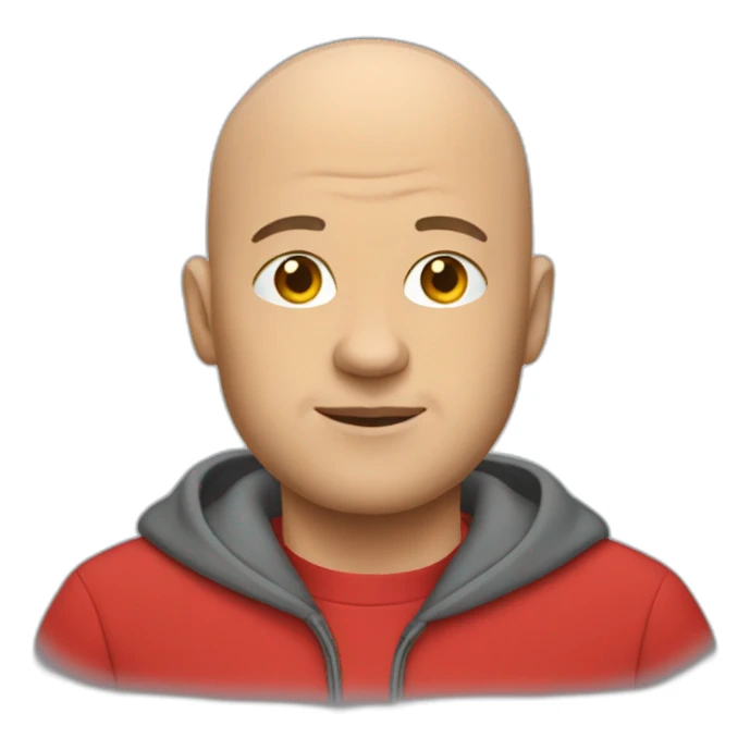 bald man in a red sweatshirt sticker