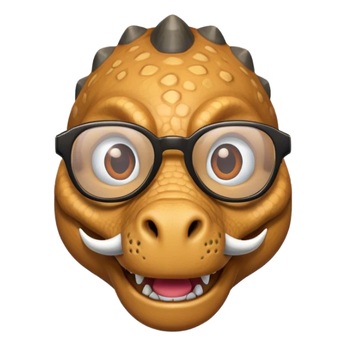 dinosaur face with moustache and glasses sticker