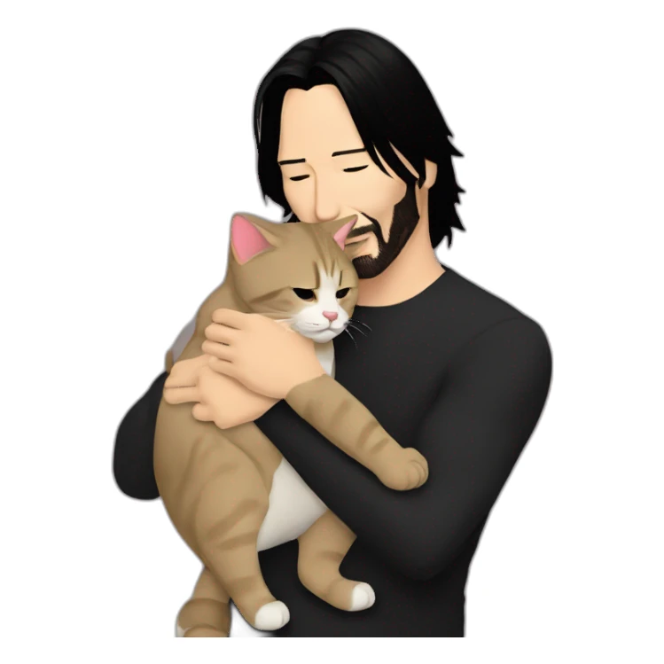 keanu reeves hugging cat sticker