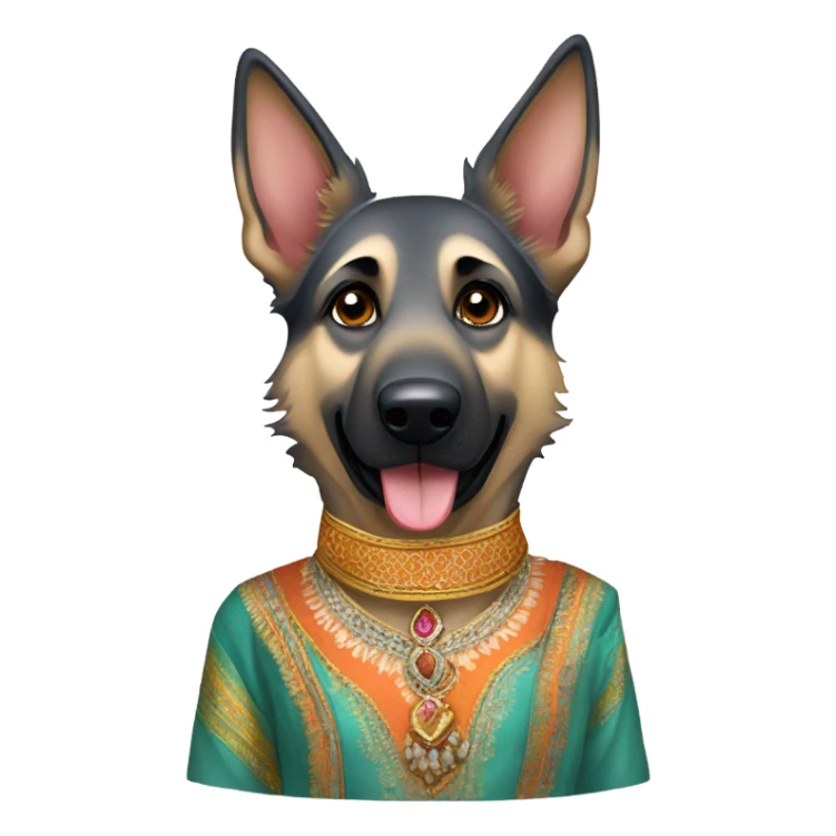 Silver German shepherd dressed like indian sticker