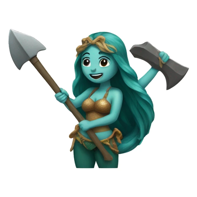 mermaid holding an axe sticker
