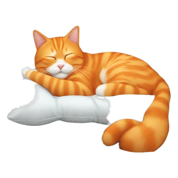 Orange cat sleeping on a Christmas pillow sticker