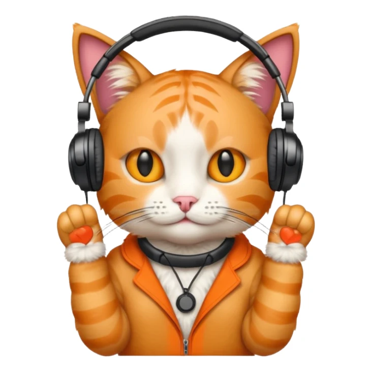 cat, dj, headphones sticker