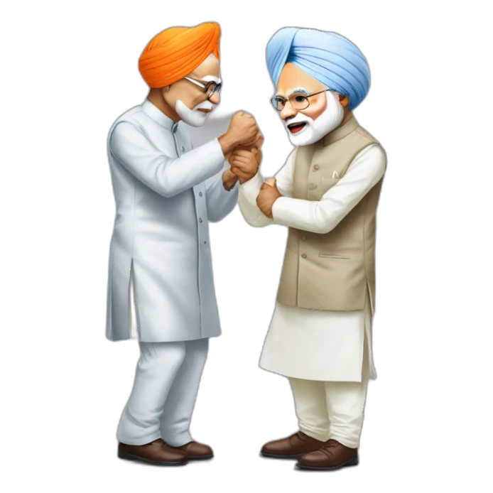 Dr manmohan singh and Narendra Modi fighting sticker