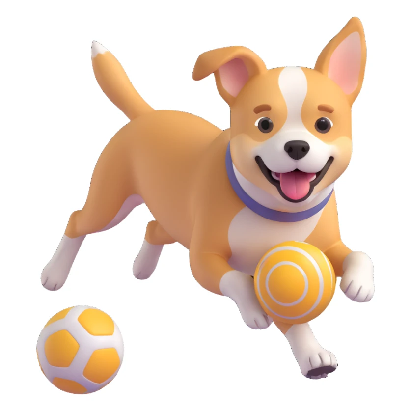 dog chasing ball in forrest, close up pose sticker