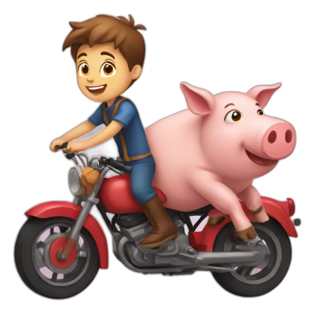 a boy riding a pig sticker