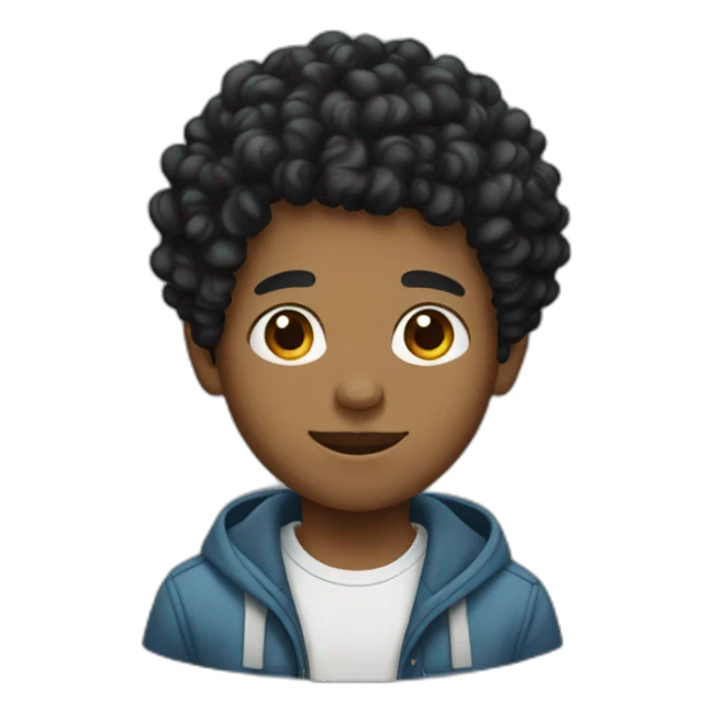 Black hair curly boy sticker
