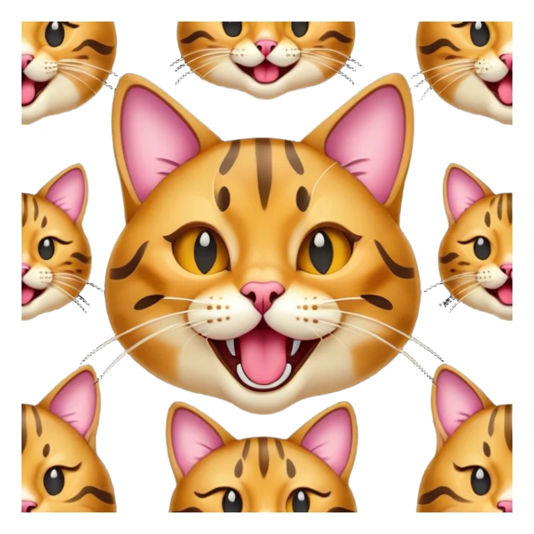 Cinematic Comical Bengal Cat Portrait Emoji, Head tilted dramatically while yawning exaggeratedly, sleek spotted brown and gold fur, Simplified yet hilariously adorable features, highly detailed, glowing with an almost sarcastic glow, high shine, a mix of lazy and curious, stylized with a touch of playful whimsy, bright and alert but with a comical expression, soft glowing outline, capturing the essence of a mischievous yet overly dramatic kitten, so meme-worthy it feels like it could leap off the screen and sarcastically demand attention, perfect for the internet's next viral meme! sticker