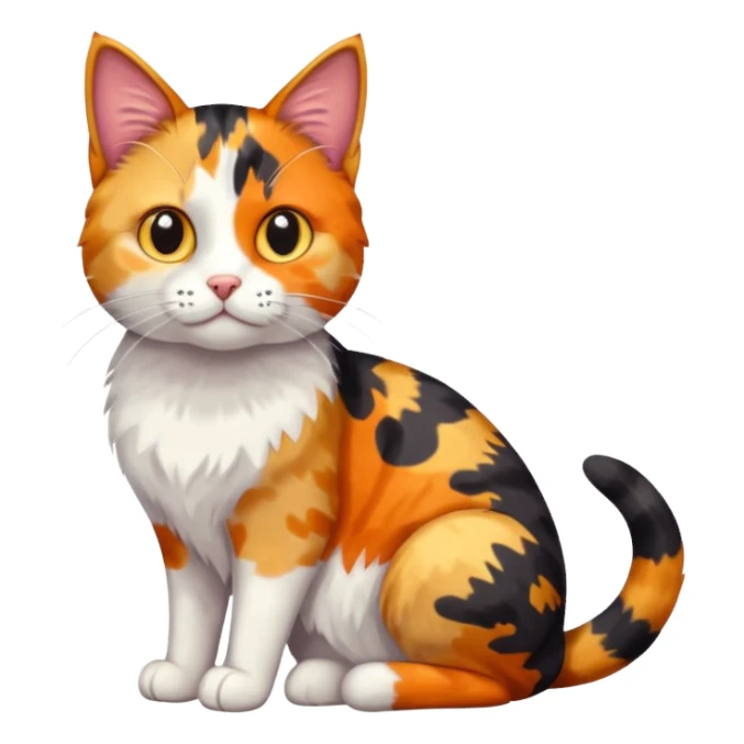 full body anxious looking colourful patchy calico tabby cat sticker