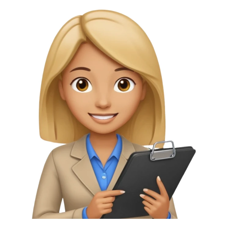 women with clipboard checking page sticker