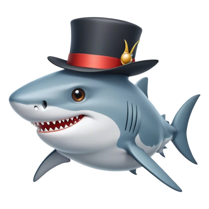 shark with a tophat sticker