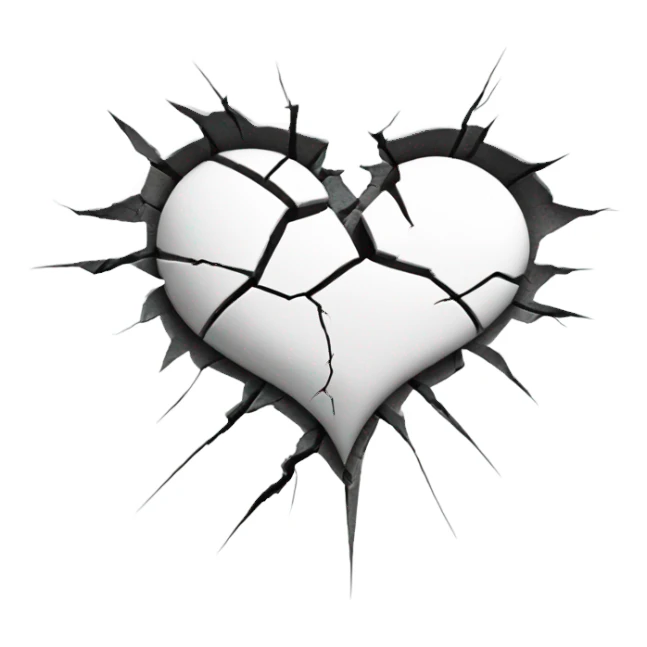 White heart broken sticker