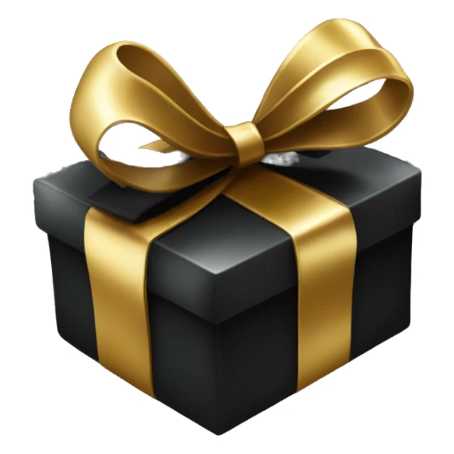 shiny black gift with gold bow sticker