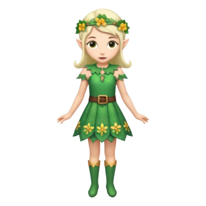 elf wearing flower pattern dress,full body. sticker