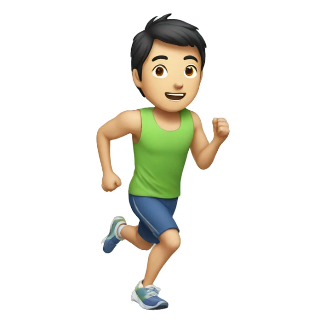 asian man running sticker