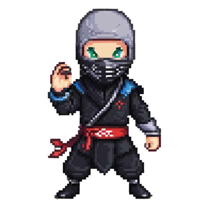 masked ninja in action pose sticker