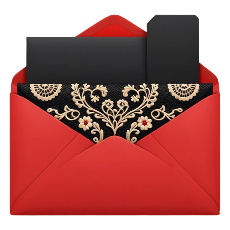 a black and red aesthetic beautiful envelope with lace sticker