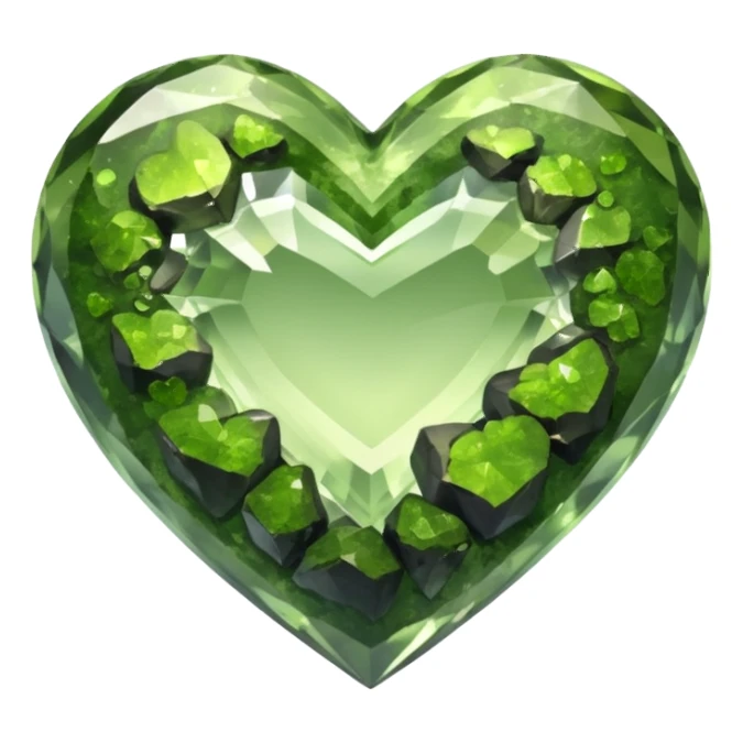 Slightly mossy heart shaped crystal rock sticker