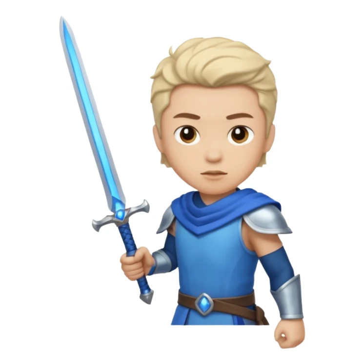 Humano con espadas azules sticker