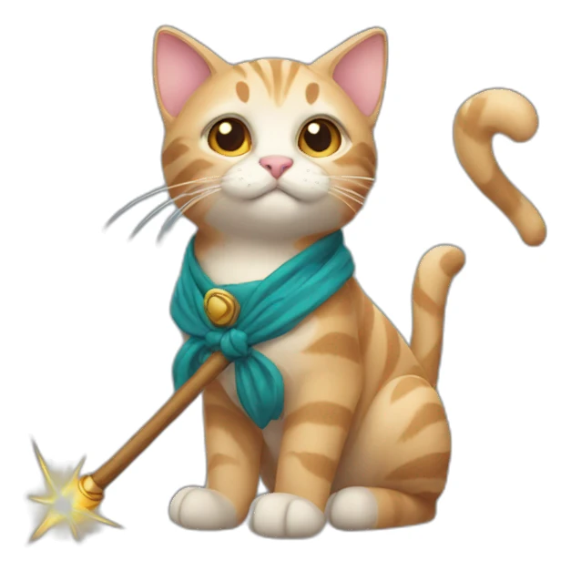 cat with wand sticker