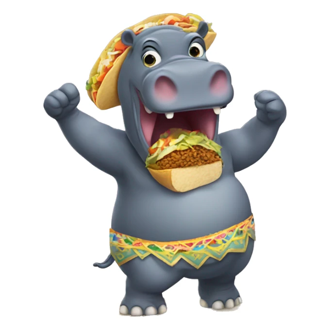 Hippo eating a taco dancing sticker