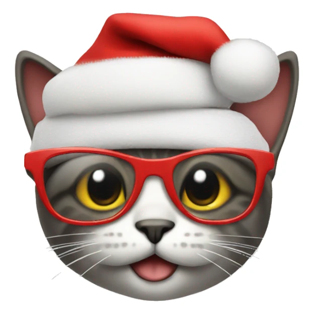 Cat with sunglasses wearing a Santa hat  sticker
