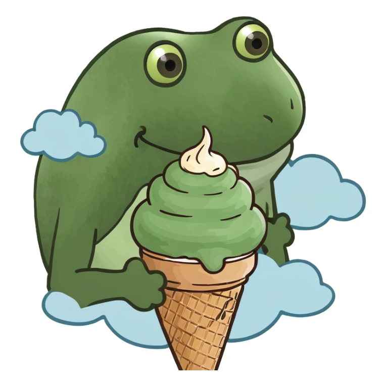 A cloud shape Milk ice cream on a cone  sticker