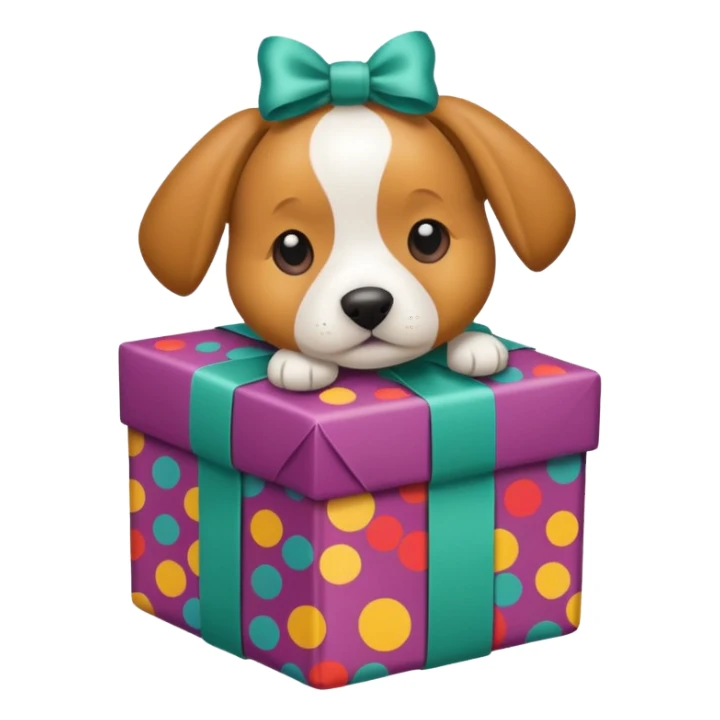 Dog in wrapped new yaer sticker