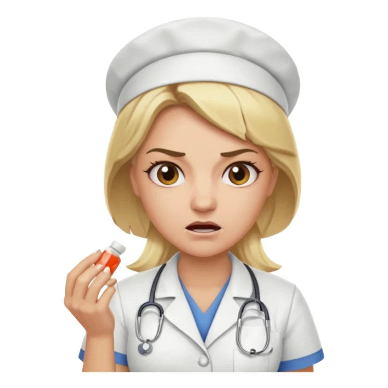 angry blonde nurse with pills sticker